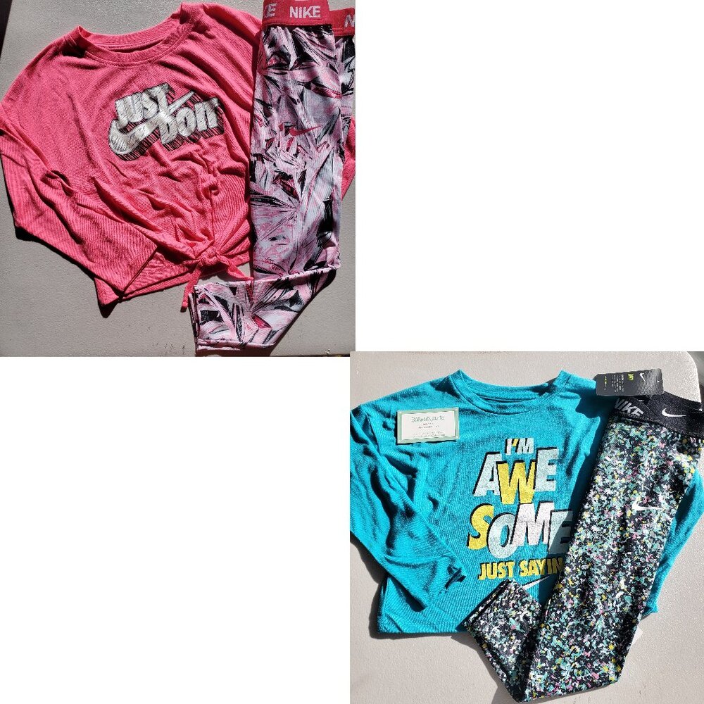 Nike Girls Size 6 Dri-fit Leggings and Cropped Tops Winter Fall Spring